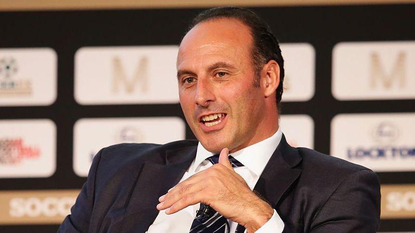 Ramon Vega speaking during the Soccerex Global Convention in Manchester in 2016